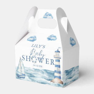 Watercolor Blue Nautical Baby Shower Favor Box