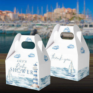 Watercolor Blue Nautical Baby Shower Favor Box