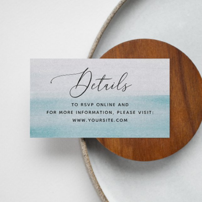 Watercolor blue nautical wedding. Elegant script Enclosure Card (Creator Uploaded)