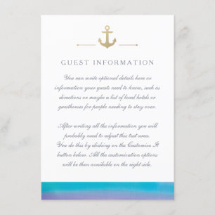 Watercolor Blue Nautical White Insert Card