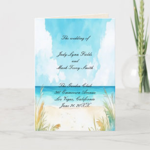 Watercolor Blue Ocean Beach Wedding Program