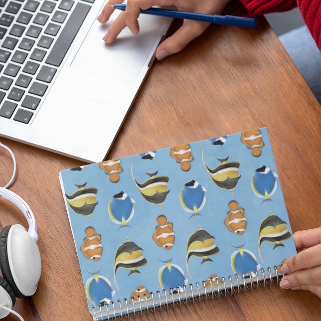 Watercolor Blue Ocean Fish  Notebook (Creator Uploaded)