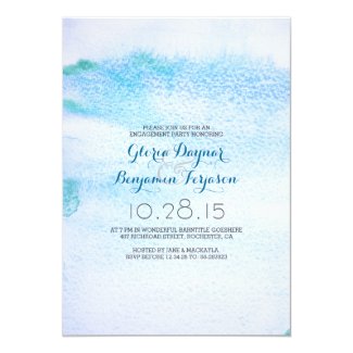 Watercolor Blue Ombre Engagement Party Invitation