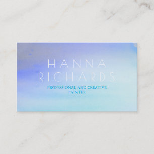 Watercolor Blue Ombre Modern Beach Business Card