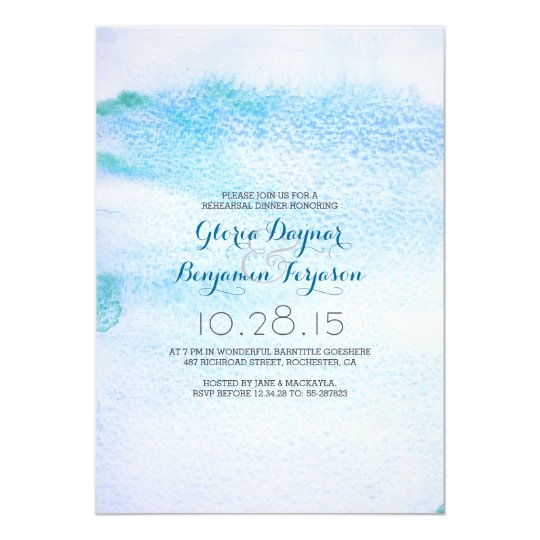 Watercolor Blue Ombre rehearsal dinner Card
