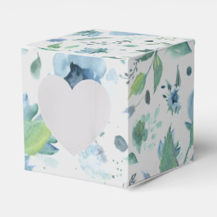 Watercolor Blue on Light Grey Floral Favor Box