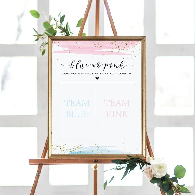 Watercolor Blue or Pink Gender Reveal Vote Poster (Creator Uploaded)