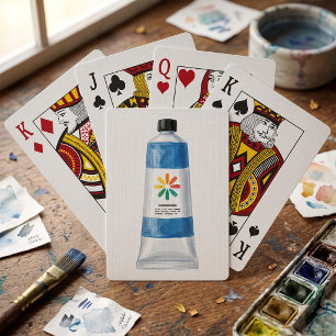 Watercolor Blue Paint Tube Illustration Playing Cards
