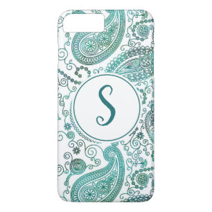 Watercolor Blue Paisley Pattern Custom Name Case-Mate iPhone Case