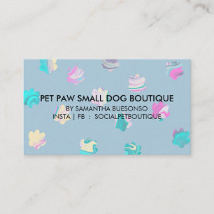 Watercolor Blue  paws boarding dogs pet grooming Business Card
