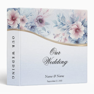 Watercolor Blue Pink Floral Album Binder