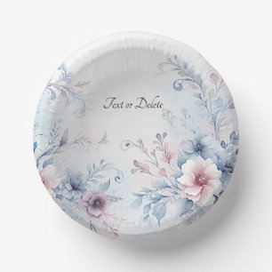 Watercolor Blue Pink Floral Paper Plate