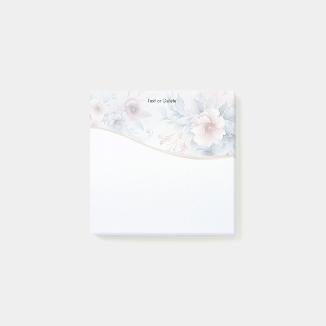 Watercolor Blue Pink Floral Post it Notes (Front)