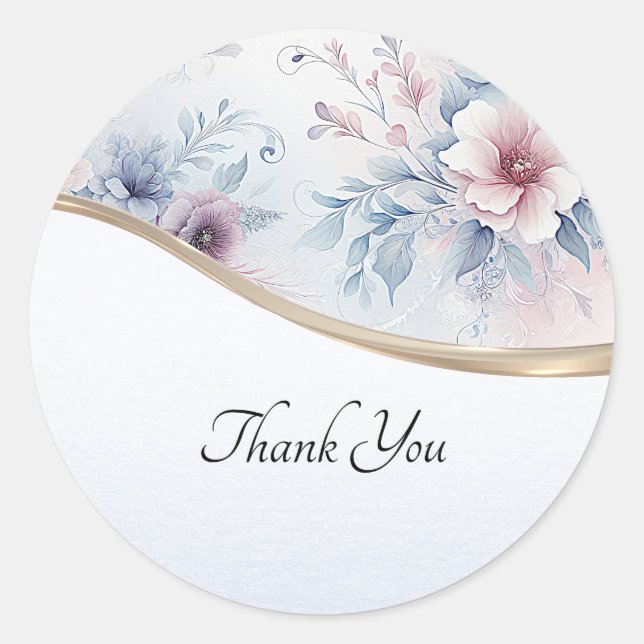 Watercolor Blue Pink Floral Sticker (Front)