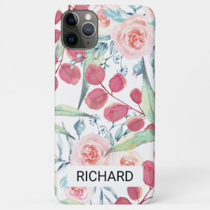 Watercolor Blue Pink Flower iPhone 11 Pro Max Case