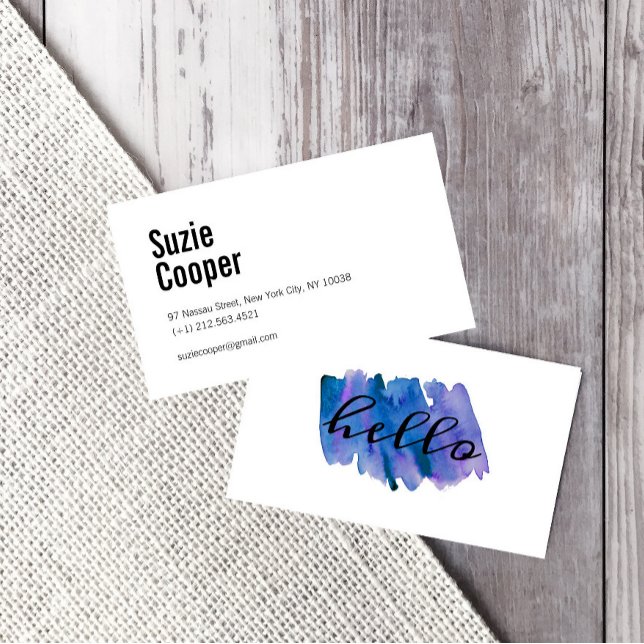 Watercolor Blue Pink Modern Business Card (Creator Uploaded)