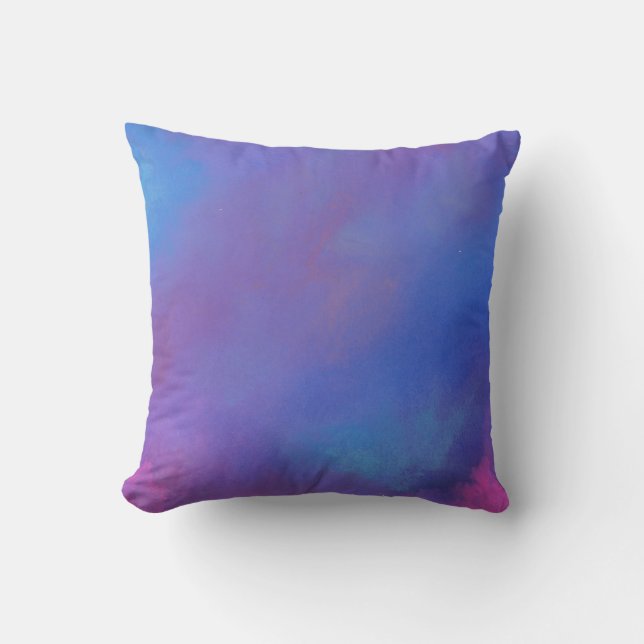 Watercolor Blue Pink Purple Abstract Throw Pillow (Front)