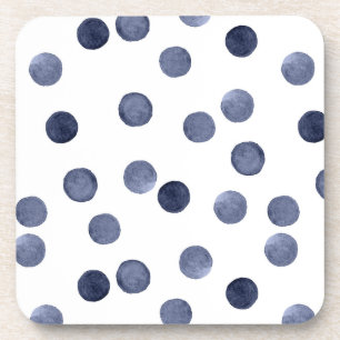 Watercolor . Blue polka dot . Coaster