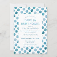 Watercolor Blue Polka Dot Drive By Baby Shower