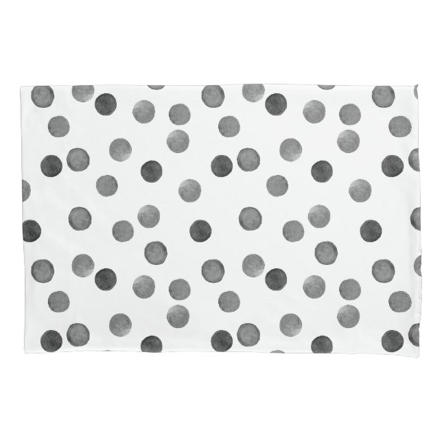 Watercolor . Blue polka dot . Pillowcase (Front)