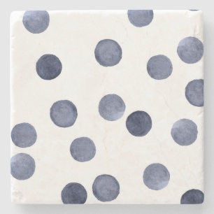 Watercolor . Blue polka dot . Stone Coaster