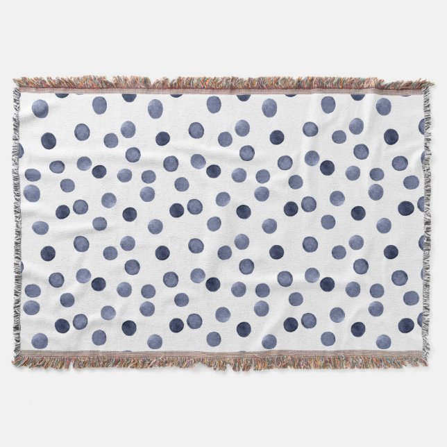 Watercolor . Blue polka dot . Throw Blanket (Front)