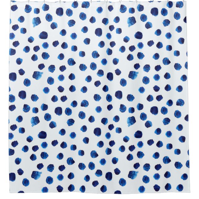 Watercolor blue polka dots seamless pattern (Front)