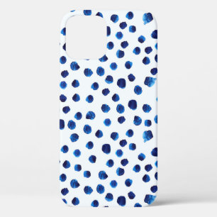 Watercolor blue polka dots seamless pattern iPhone 12 case