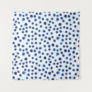 Watercolor blue polka dots seamless pattern tapestry