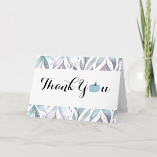 Watercolor Blue Pumpkin Folded Thank You Card