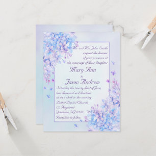 Watercolor Blue Purple Lilac Flower Wedding Invite
