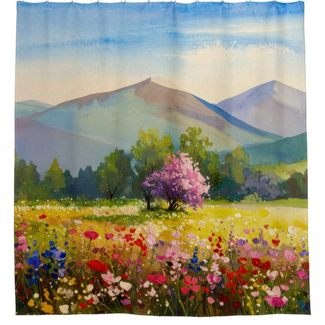 Watercolor Blue Purple Mountain Landscape Wildflow (Front)