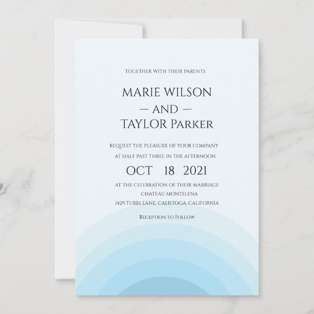 Watercolor blue Rainbow wedding Invitation  (Front)