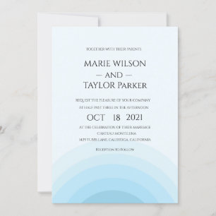 Watercolor blue Rainbow wedding Invitation