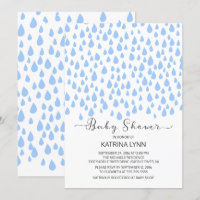 Watercolor Blue Raindrops Boys Baby Shower