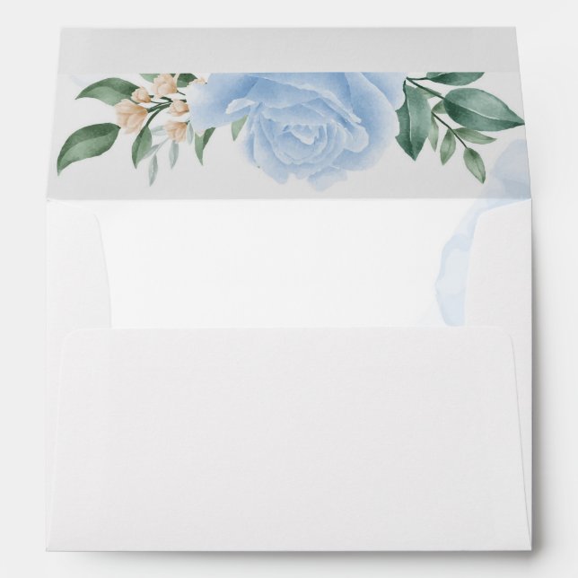 Watercolor Blue Rose Envelope (Back (Bottom))