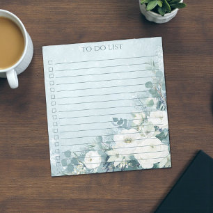 Watercolor Blue Rose To Do List Pretty Floral Notepad
