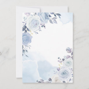Watercolor Blue Roses Birthday Holiday Card