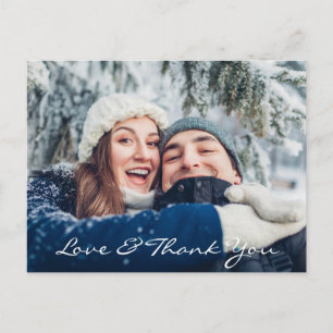 Watercolor Blue Roses Floral Thank You Wedding Postcard