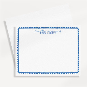 Watercolor Blue Scalloped Nursery Note Card