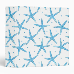 Watercolor Blue Sea Stars Pattern Binder