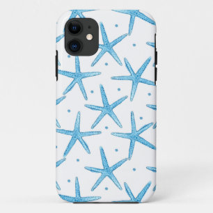 Watercolor Blue Sea Stars Pattern iPhone 11 Case