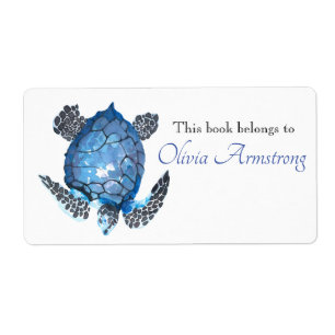 Watercolor Blue Sea Turtle Book Appartient À