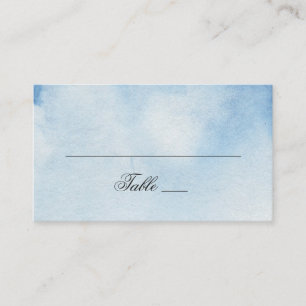 Watercolor blue simple wedding. Navy modern winter Place Card