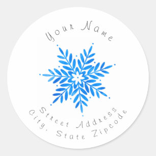 'Watercolor Blue Snowflake' Labels