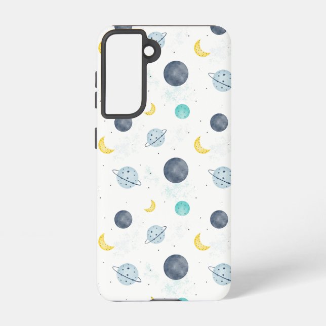 Watercolor Blue Space Planet Pattern Samsung Galaxy S21 Case (Back)