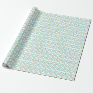 Watercolor Blue Sprinkle Donuts Pattern Wrapping Paper