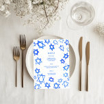 Watercolor Blue Star of David Bar Bat Mitzvah  Menu<br><div class="desc">Perfect menu card for a bat mitzvah, bar mitzvah, wedding or other Jewish celebration! Hand made watercolor art for you on the front and back side! FULLY CUSTOMIZABLE! Click on “Personalize” above to edit the text. Click "edit using design tool" to adjust the fonts, colours and placements and to delete...</div>