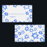 Watercolor Blue Star of David Bar Bat Mitzvah  Place Card<br><div class="desc">Perfect CUSTOM placecard for a bat mitzvah, bar mitzvah, wedding or other Jewish celebration! Hand made watercolor art for you on the front and back side! FULLY CUSTOMIZABLE! Click on “Personalize” above to edit the text. Click "edit using design tool" to adjust the fonts, colours and placements and to delete...</div>