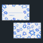 Watercolor Blue Star of David Bar Bat Mitzvah  Place Card<br><div class="desc">Perfect CUSTOM placecard for a bat mitzvah, bar mitzvah, wedding or other Jewish celebration! Hand made watercolor art for you on the front and back side! FULLY CUSTOMIZABLE! Click on “Personalize” above to edit the text. Click "edit using design tool" to adjust the fonts, colours and placements and to delete...</div>